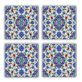 Hermia Set de 4 Alfombrillas de Cristal de Piedra Natural Multicolor
